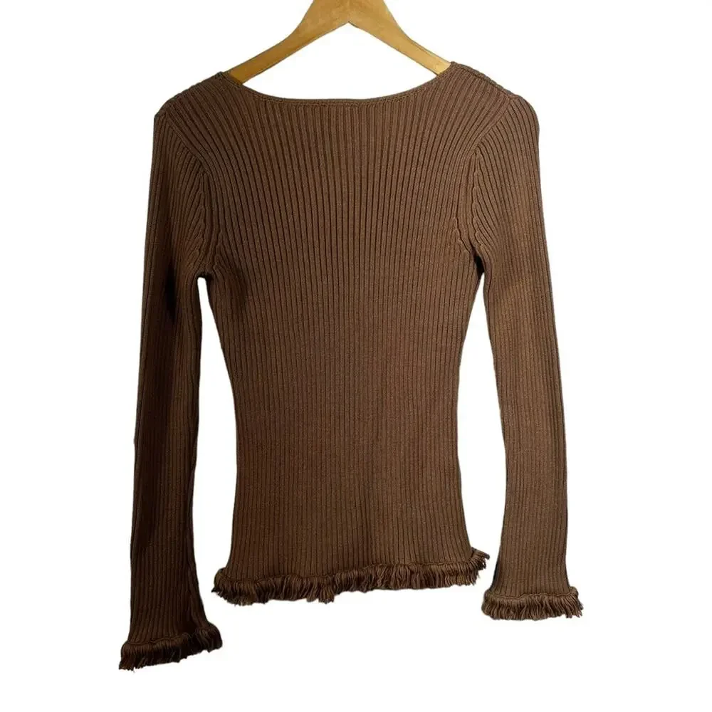 Xhilaration Y2K Long Sleeve Fringe Top Size Medium - Picture 2 of 8